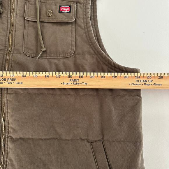 Wrangler Workwear Hooded Canvas Vest XL (46-48) Insulated Quilted Duck Flawed - Picture 7 of 8